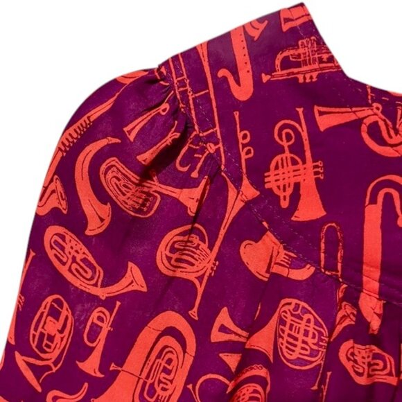 Anthropologie 52 Conversations Colloquial Yoked Button Down Toot Your Horn Sz 10 - Picture 9 of 15